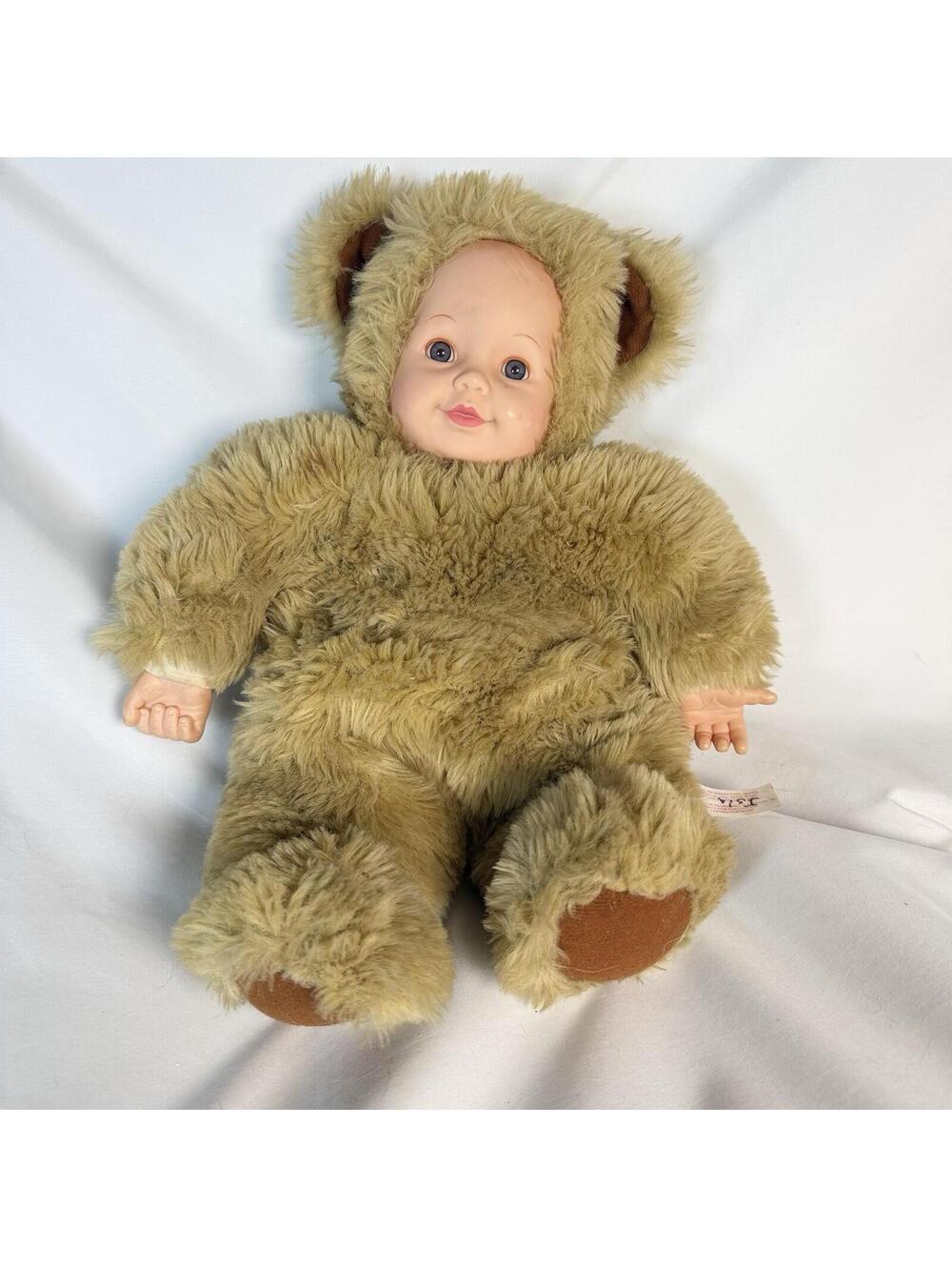 Vintage 1998 Anne Geddes Baby Bears Bean Bag Plush Blue Eyed Doll as Teddy Bear